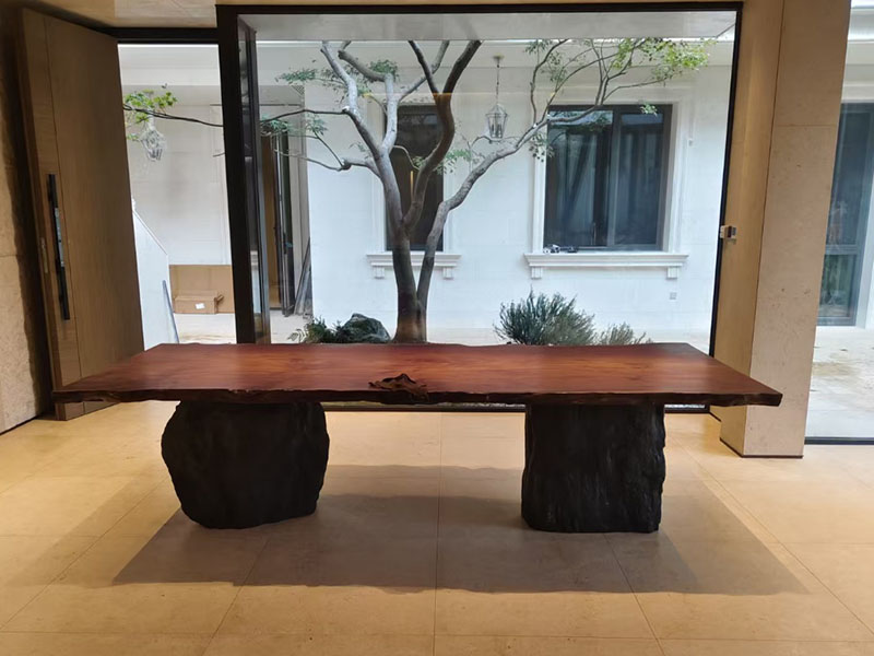 Escritorio/Mesa de conferencias de madera maciza con borde natural T2616