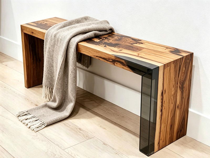 Mesa auxiliar moderna personalizada de madera de roble y resina epoxi OA-260802
