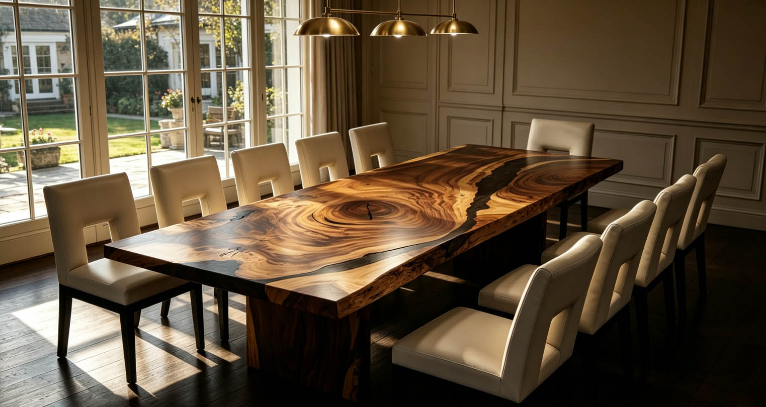 ¿Por qué la mesa de resina de madera Saman es más popular que la mesa de comedor de madera Grantie de gran tamaño?