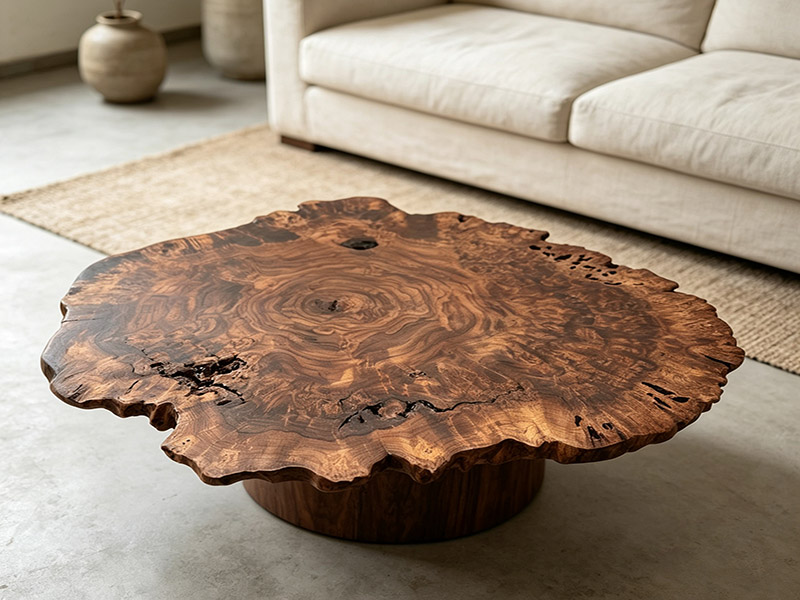 walnut burl coffee table